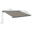 4 x 3m Full Cassette Electric Awning with Remote Controller, UPF50+, Light Grey