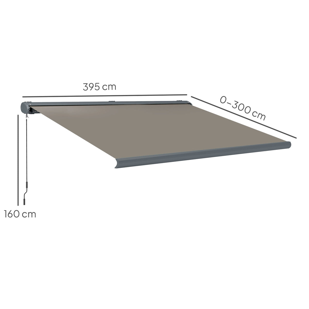 4 x 3m Full Cassette Electric Awning with Remote Controller, UPF50+, Light Grey