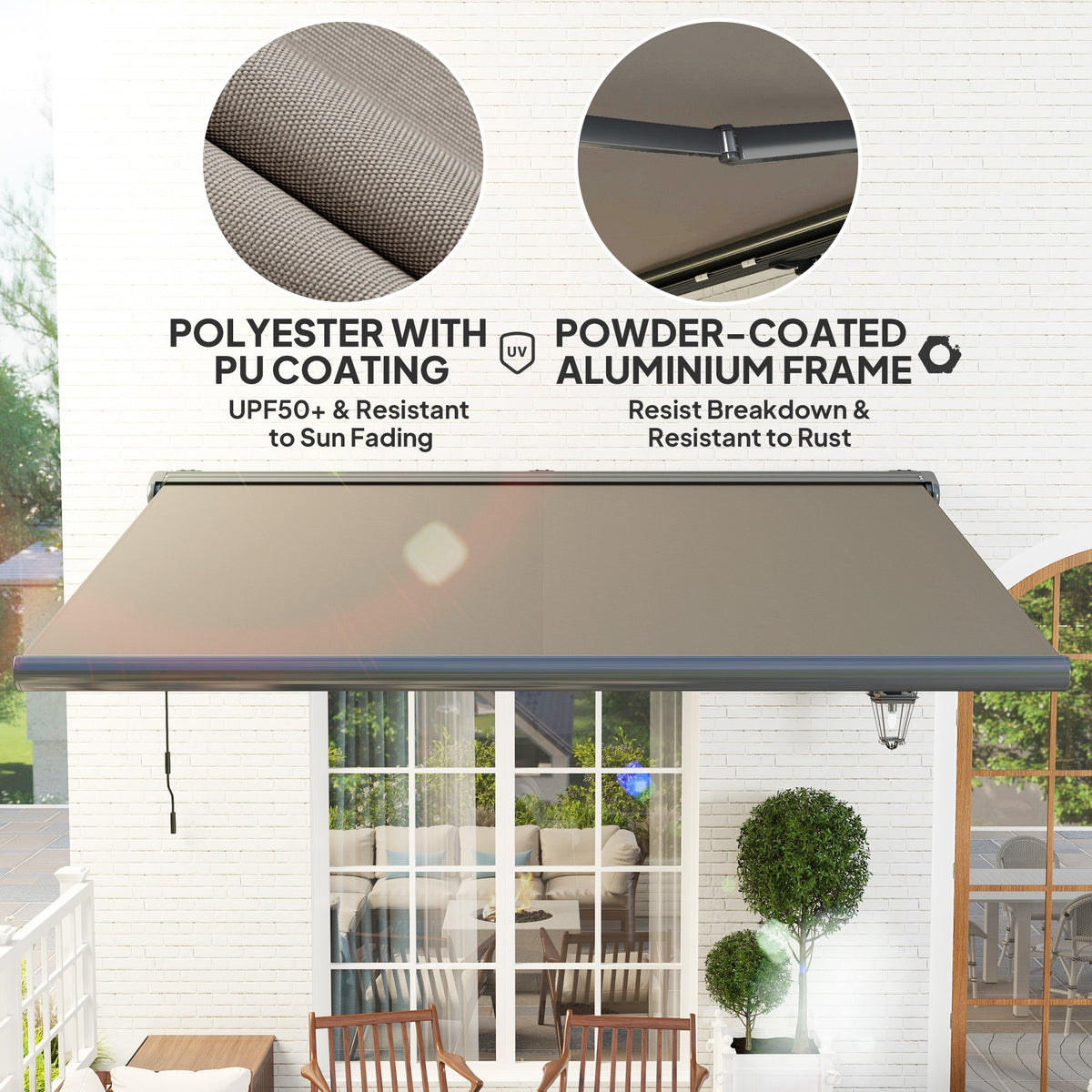 4 x 3m Full Cassette Electric Awning with Remote Controller, UPF50+, Light Grey