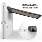 4 x 3m Full Cassette Electric Awning with Remote Controller, UPF50+, Light Grey