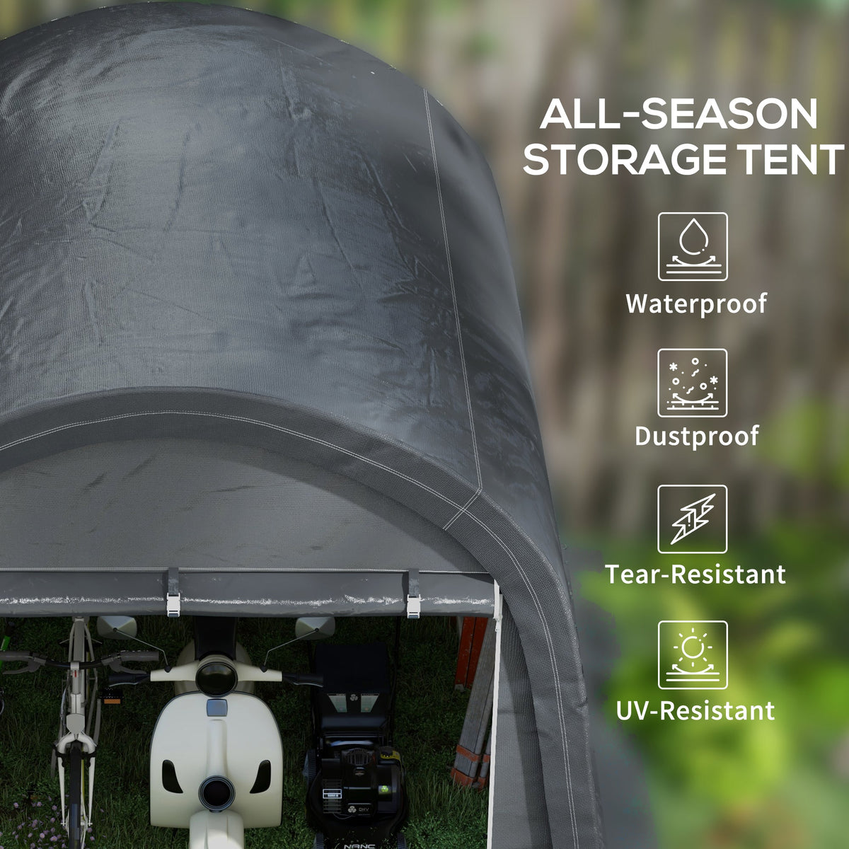 10' x 10' Heavy Duty Garden Storage Tent with Galvanized Frame, Grey