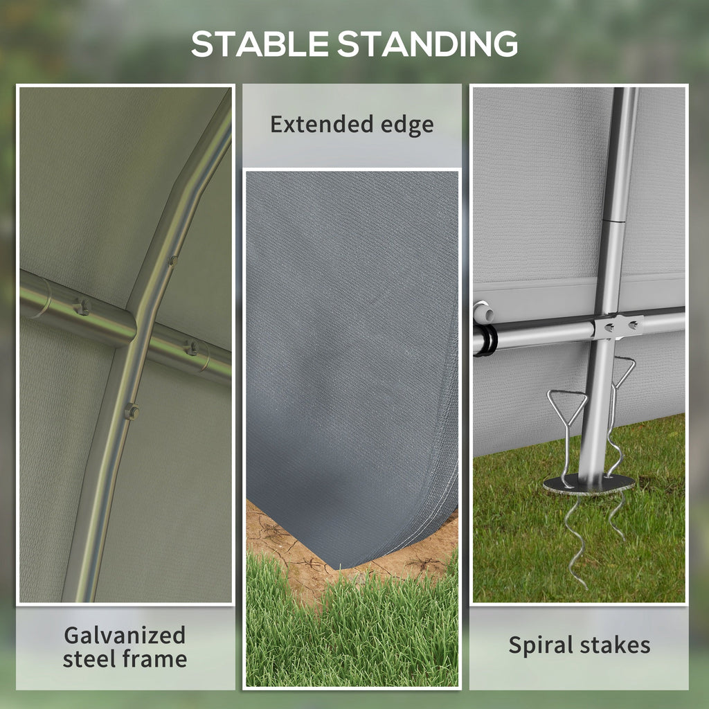 10' x 10' Heavy Duty Garden Storage Tent with Galvanized Frame, Grey