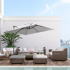 2.7 x 2.7 m Square Overhanging Parasol with Tilt,  Aluminium Frame & 360° Rotation, Grey