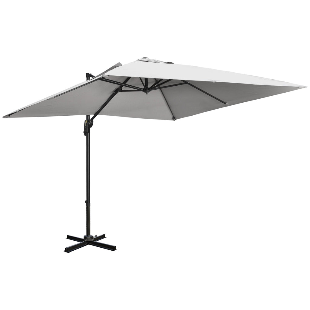 2.7 x 2.7 m Square Overhanging Parasol with Tilt,  Aluminium Frame & 360° Rotation, Grey