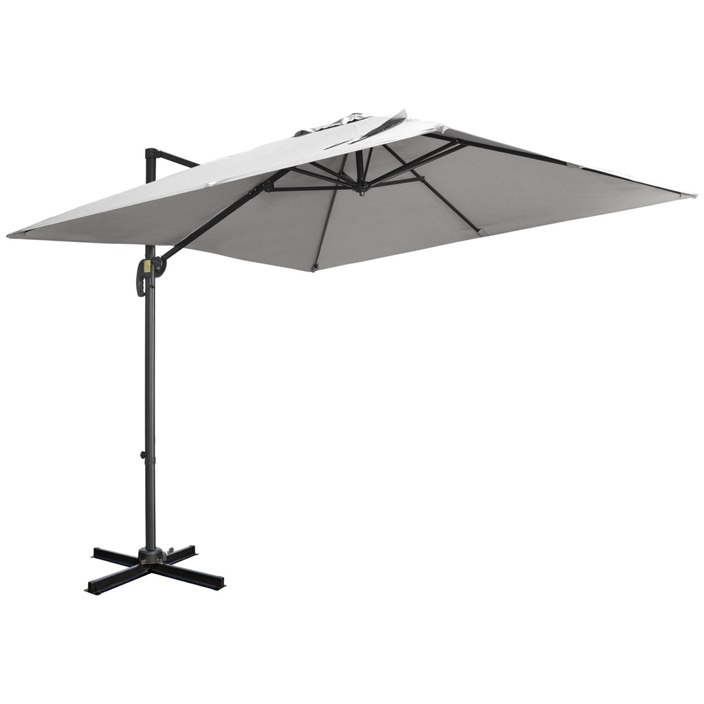 2.7 x 2.7 m Square Overhanging Parasol with Tilt,  Aluminium Frame & 360° Rotation, Grey