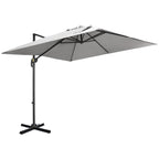 2.7 x 2.7 m Square Overhanging Parasol with Tilt,  Aluminium Frame & 360° Rotation, Grey