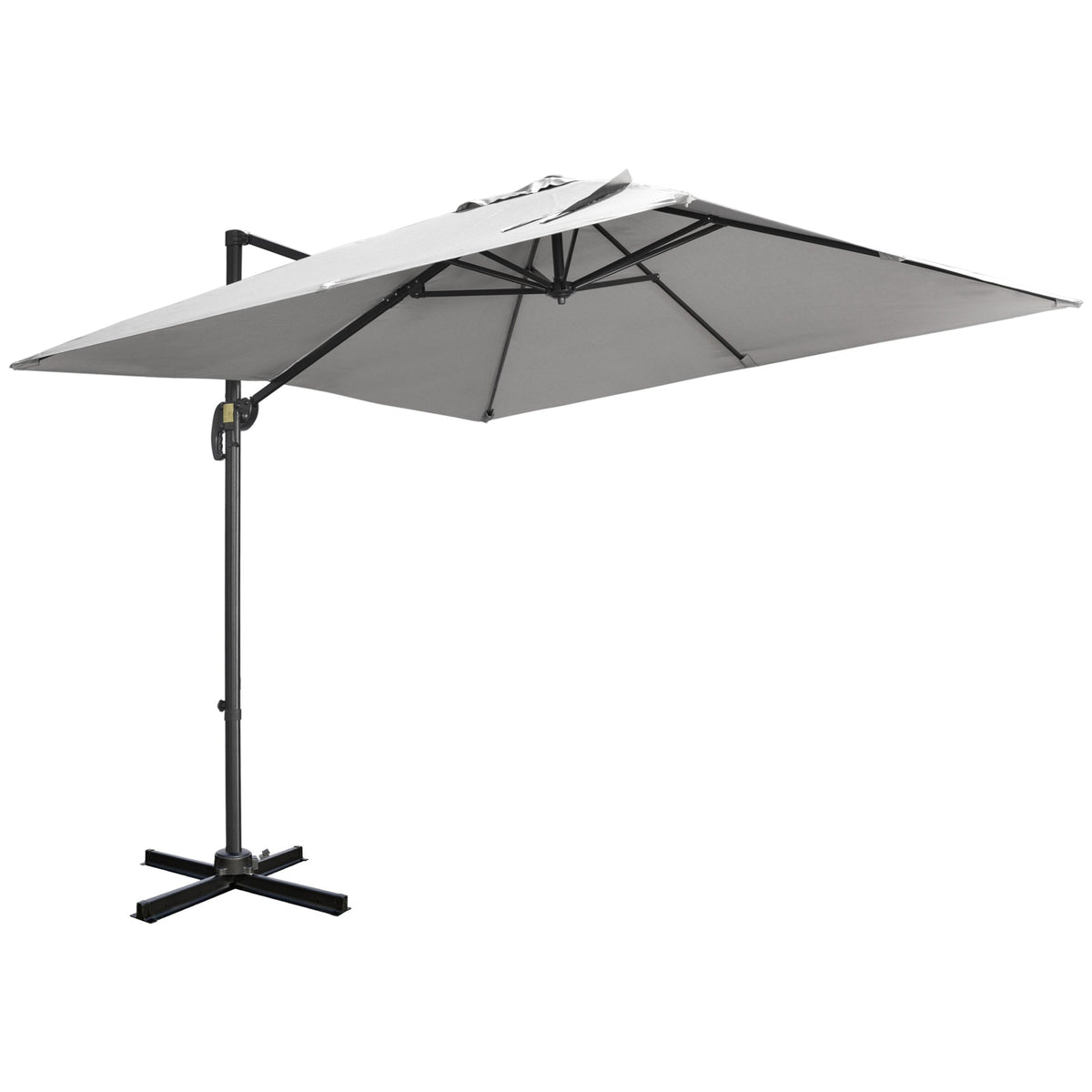 2.7 x 2.7 m Square Overhanging Parasol with Tilt,  Aluminium Frame & 360° Rotation, Grey