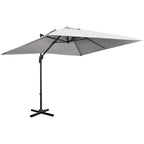 2.7 x 2.7 m Square Overhanging Parasol with Tilt,  Aluminium Frame & 360° Rotation, Grey