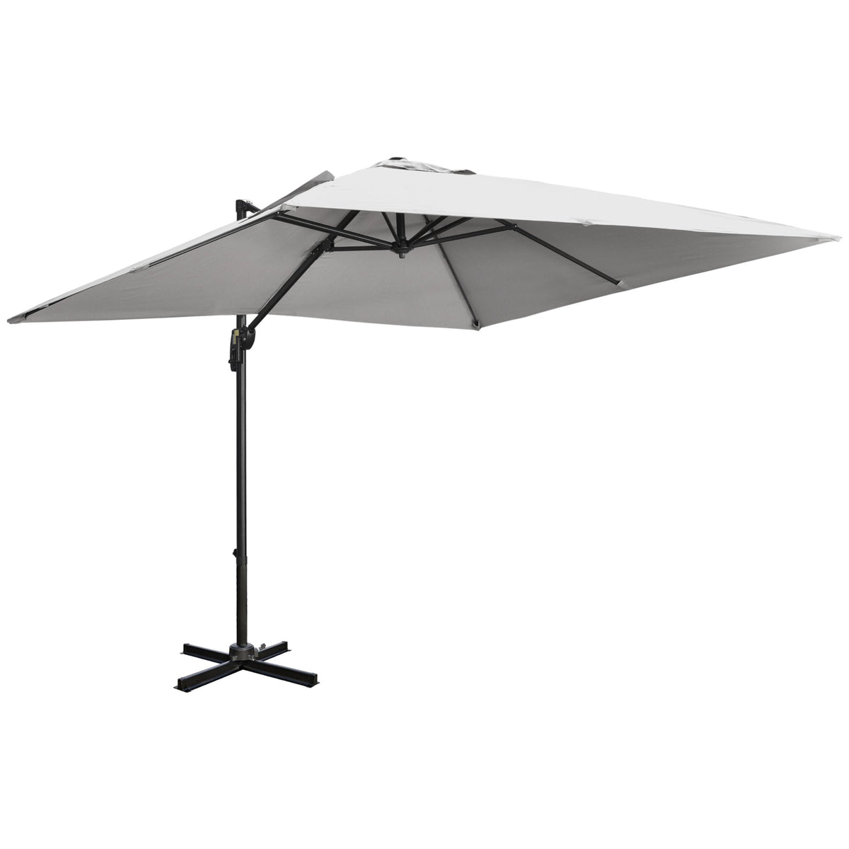2.7 x 2.7 m Square Overhanging Parasol with Tilt,  Aluminium Frame & 360° Rotation, Grey