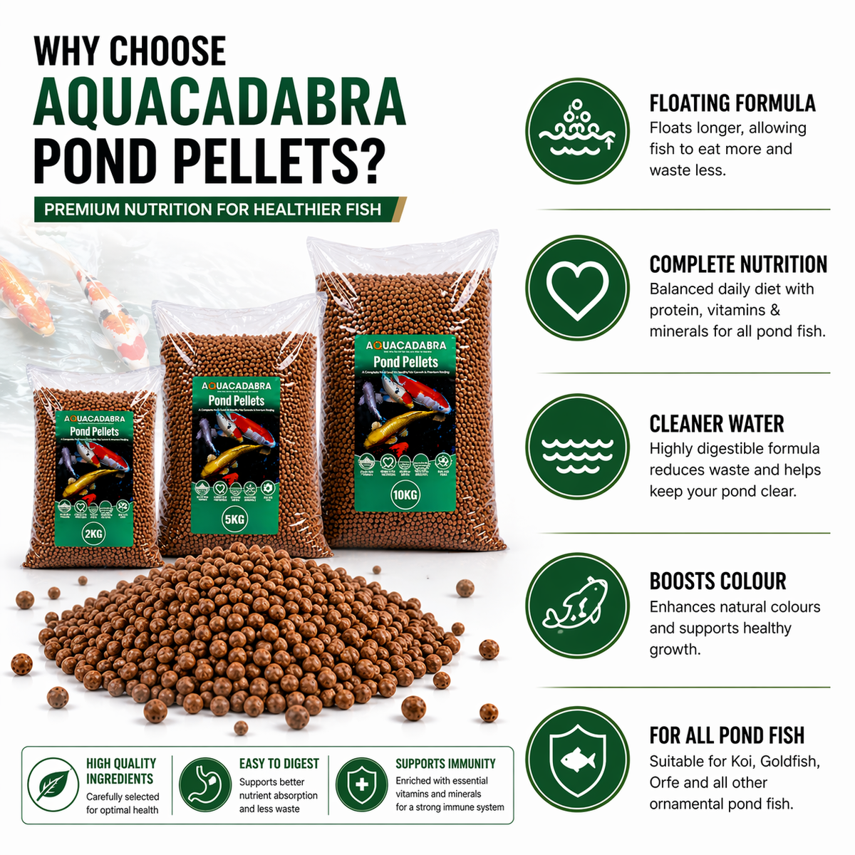 Aquacadabra Floating Premium Fish Food 5mm Pond Pellets