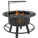 2-in-1 Fire Pit, 33" Portable Wood Burning Firepit with Adjustable Cooking Grate, Black