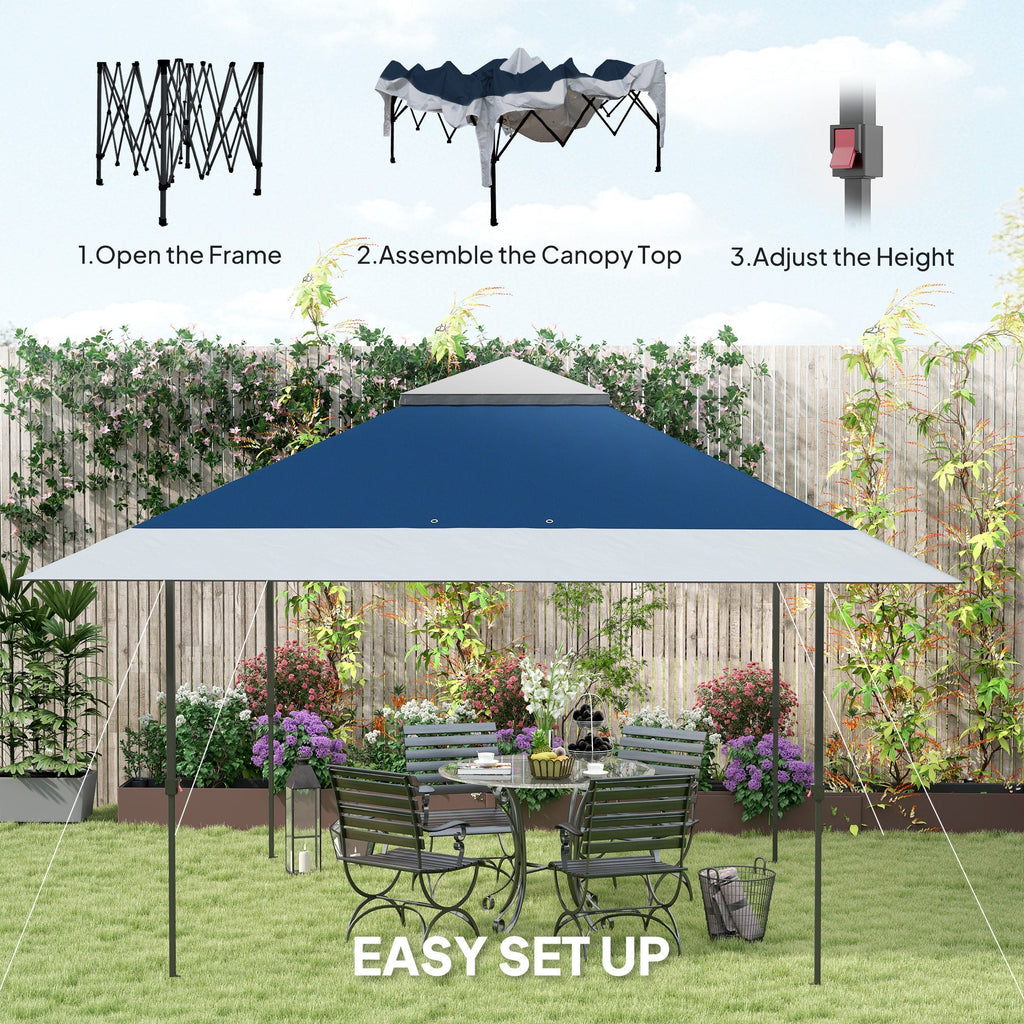 13' x 13' Pop Up Canopy Tent, UPF50+ Sun Protection, Height Adjustable with Sand Bags, Navy