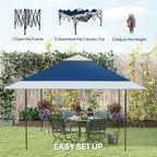 13' x 13' Pop Up Canopy Tent, UPF50+ Sun Protection, Height Adjustable with Sand Bags, Navy