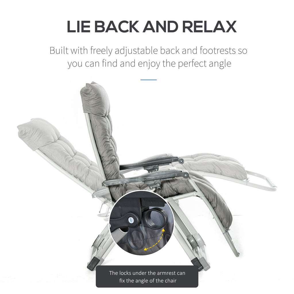 Reclining Zero Gravity Chair w/ Adjustable Backrest, Folding Garden Sun Lounger, Dark Grey