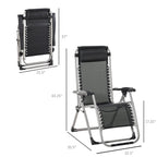 Reclining Zero Gravity Chair w/ Adjustable Backrest, Folding Garden Sun Lounger, Dark Grey