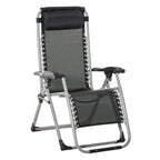 Reclining Zero Gravity Chair w/ Adjustable Backrest, Folding Garden Sun Lounger, Dark Grey