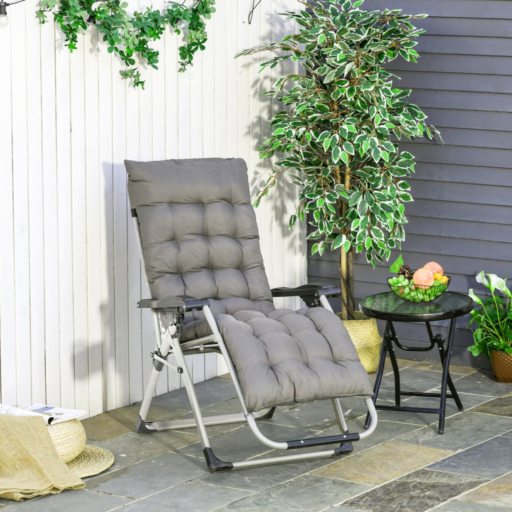 Reclining Zero Gravity Chair w/ Adjustable Backrest, Folding Garden Sun Lounger, Dark Grey