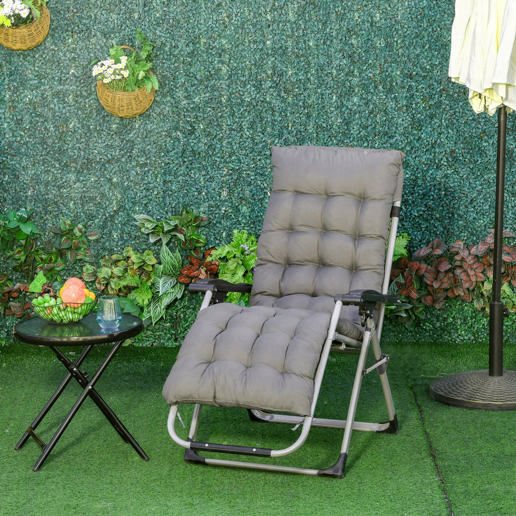Reclining Zero Gravity Chair w/ Adjustable Backrest, Folding Garden Sun Lounger, Dark Grey