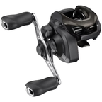 Black and silver Shimano Caius C baitcasting fishing reel with ergonomic double paddle handles designed for smooth casting and retrieval in fishing tackle setups.
