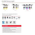 RAB GLow 25 ft String Light Extension, Wet Rated, Tunable White/RGB, 264 Lumens, 24V