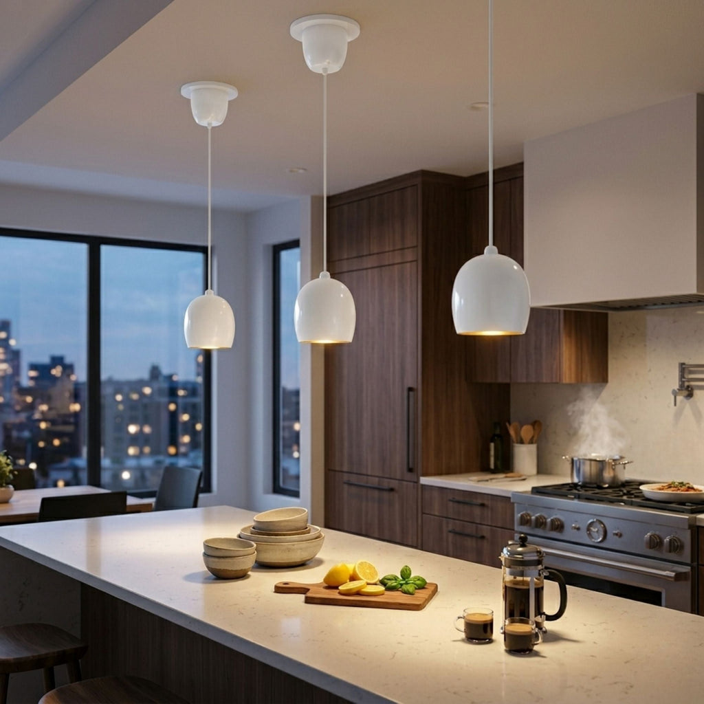 RAB ARC 3 in. Integrated LED Pendant, White with Gold Reflector