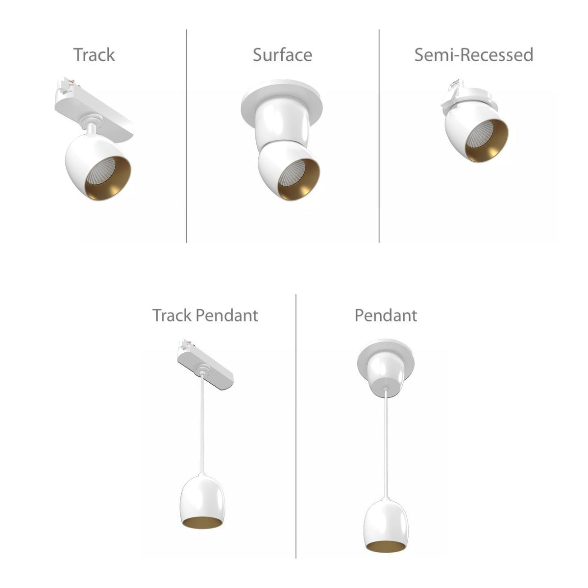 RAB ARC 3 in. Integrated LED Pendant, White with Gold Reflector