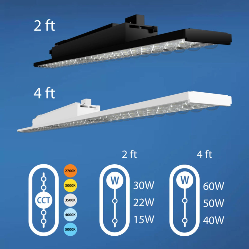 RAB TKBEAM2 2ft Linear Track Head, H-Type, White, Selectable CCT, 4127 Lumens, 90° Optics