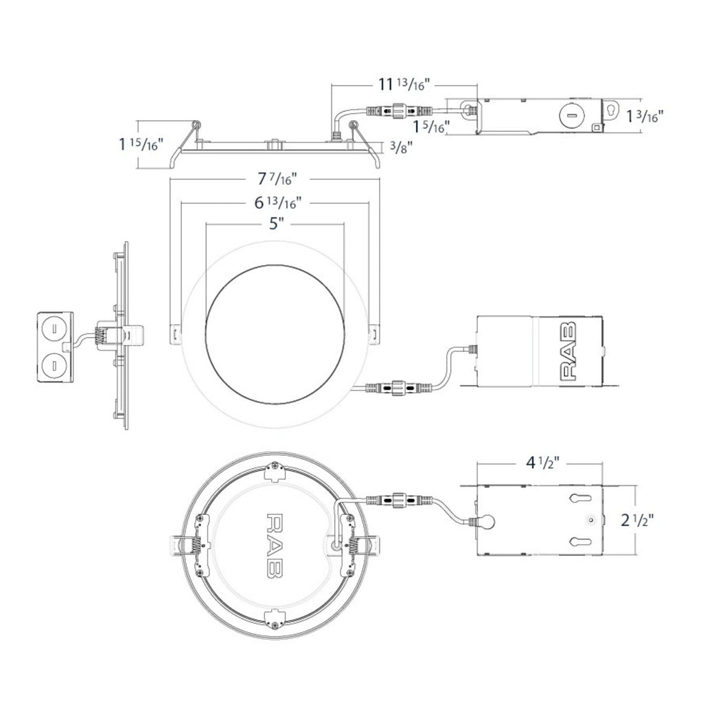 RAB WFR34-6 6 in. Smooth Round Downlight 13W Selectable CCT Wet Rated