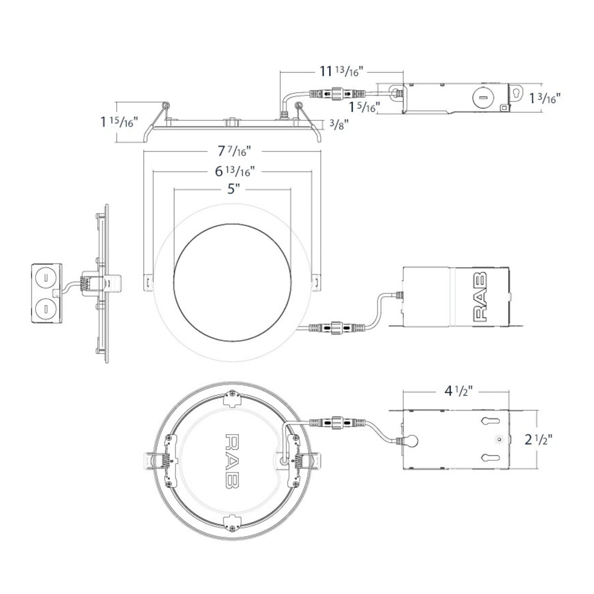 RAB WFR34-6 6 in. Smooth Round Downlight 13W Selectable CCT Wet Rated