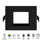 RAB WFRL6S139FA120BB 6 in Square Baffle Wafer Downlight 13W Selectable CCT Black