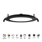 RAB WFRX-6D-K 6 in Smooth Canless Wafer Downlight 15W Selectable CCT Black