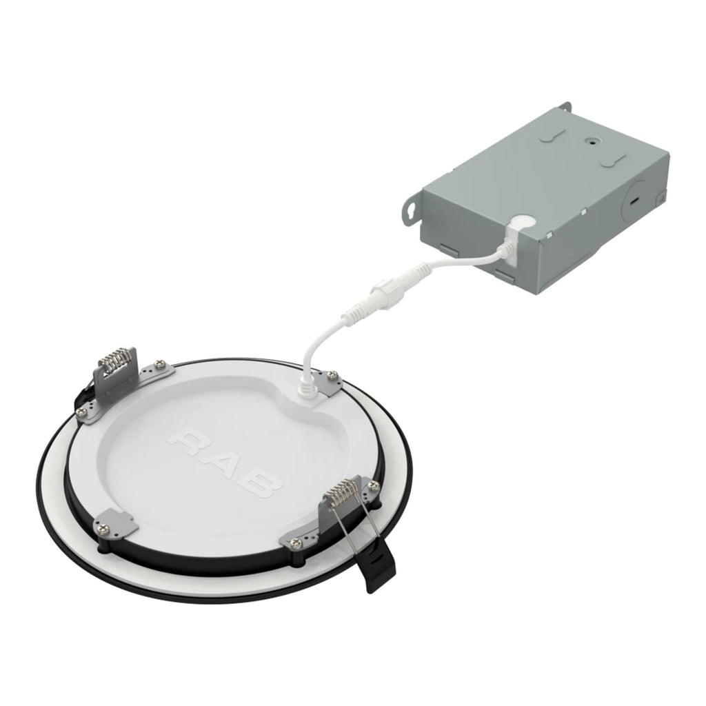 RAB WFRX-6D-K 6 in Smooth Canless Wafer Downlight 15W Selectable CCT Black