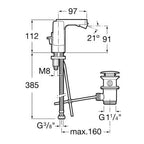 L90 Chrome Side Lever Bidet Mixer Tap With Pop-Up Waste