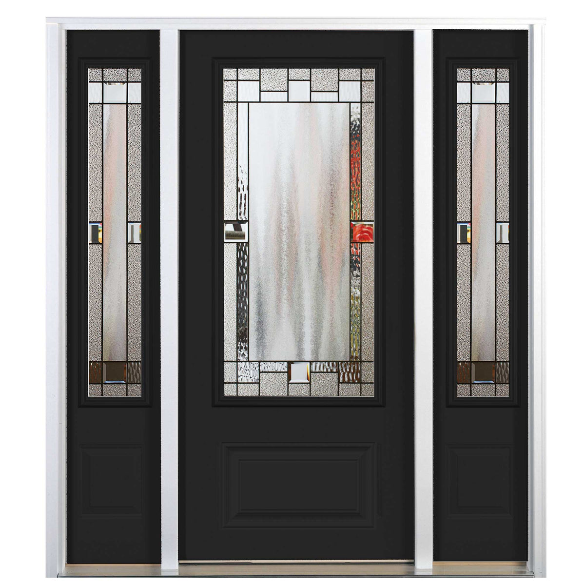 Exterior Steel Door 3/4 Lite Portrait Glass with Sidelites
