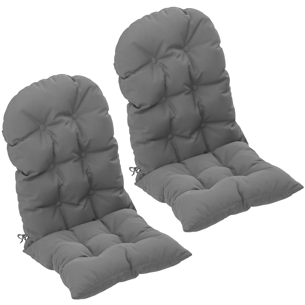 Set of 2 Adirondack Chair Cushions, Tufted High Back, Non-Slip, Gray
