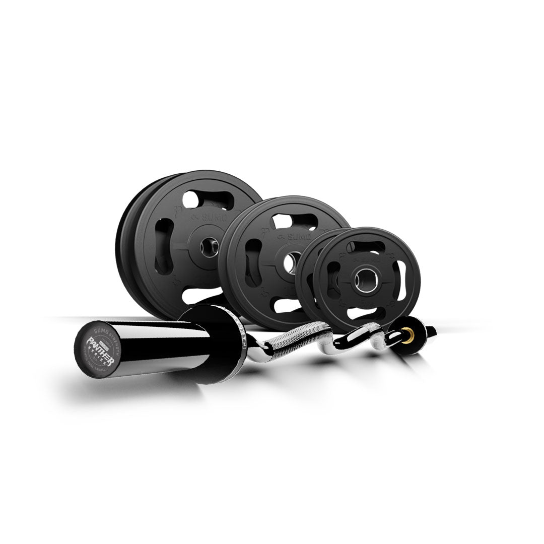 Quad-Grip Plate & Curl Bar Set
