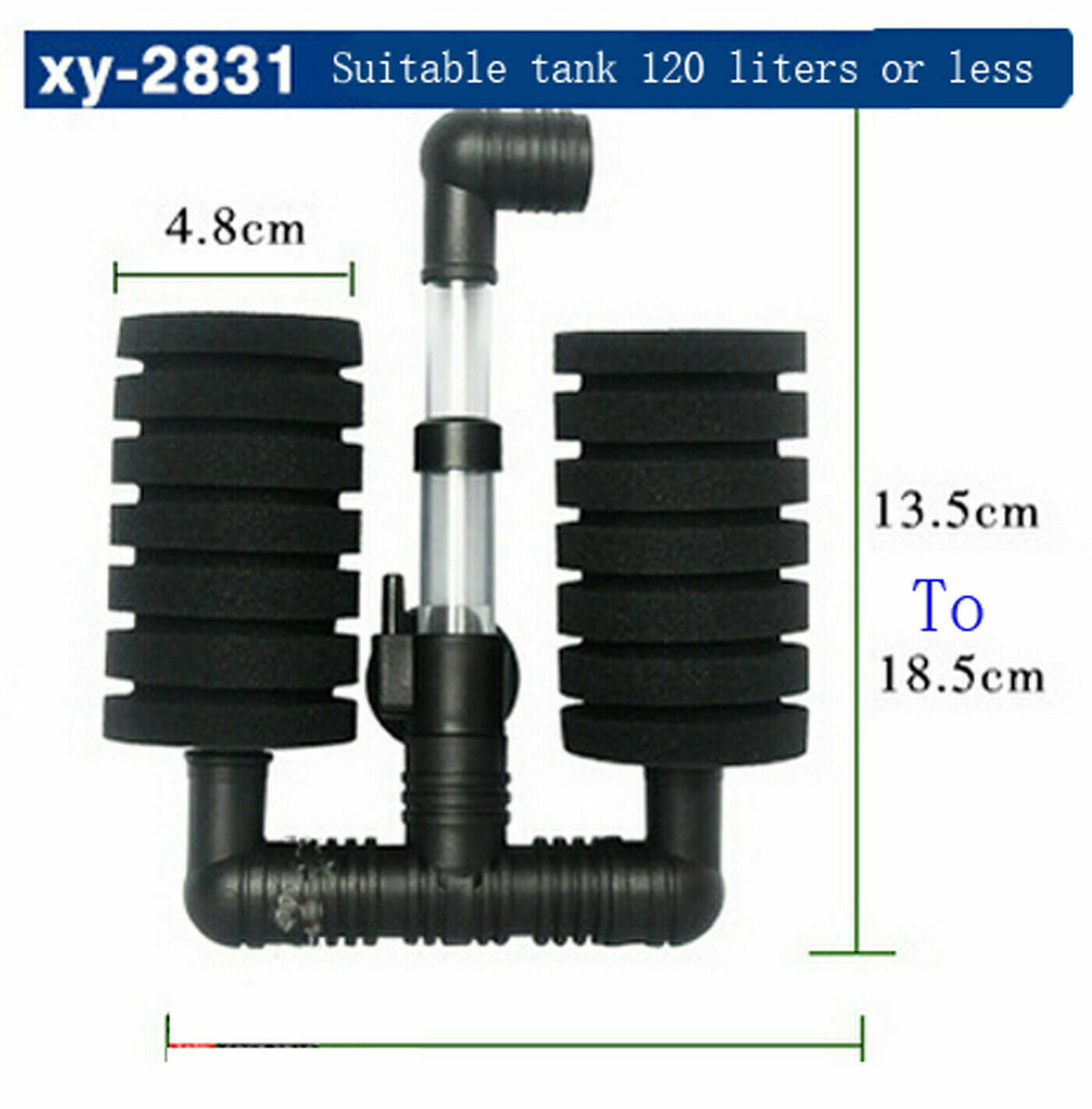 4 PCS Bio Sponge Filter Betta Fry Shrimp Double Head
