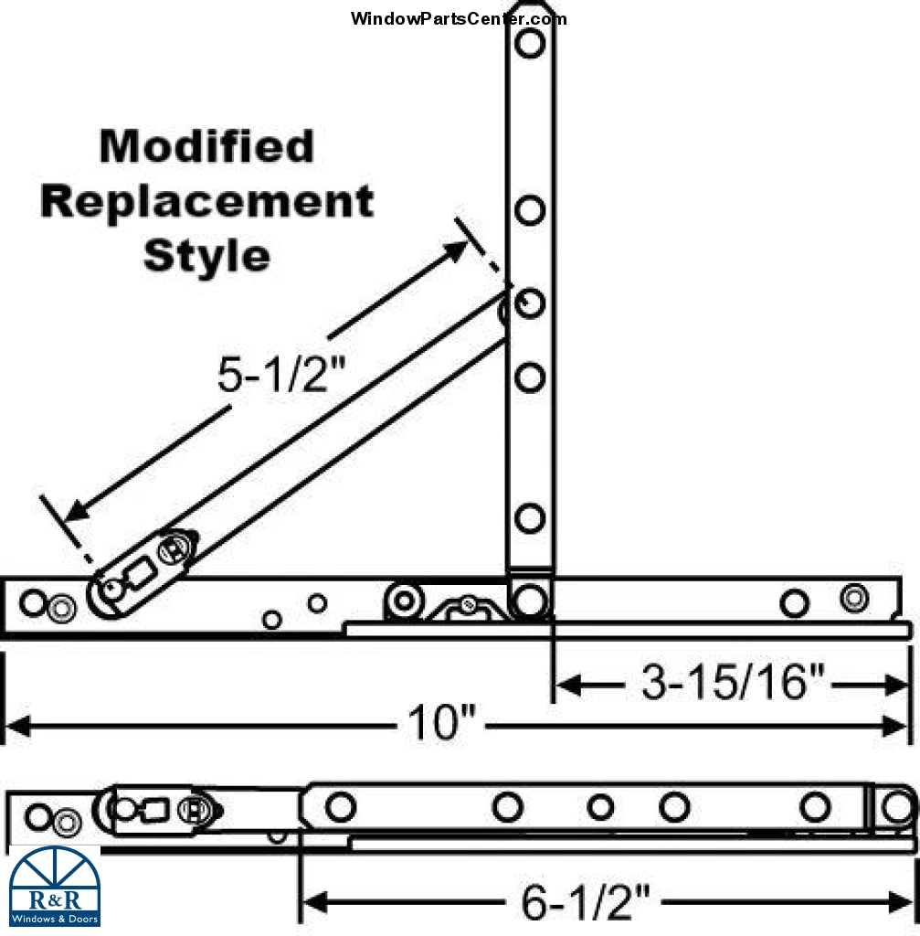 Part Number S1090 - Roto 10" HP200 Track and Arm Casement Hinge Assembly