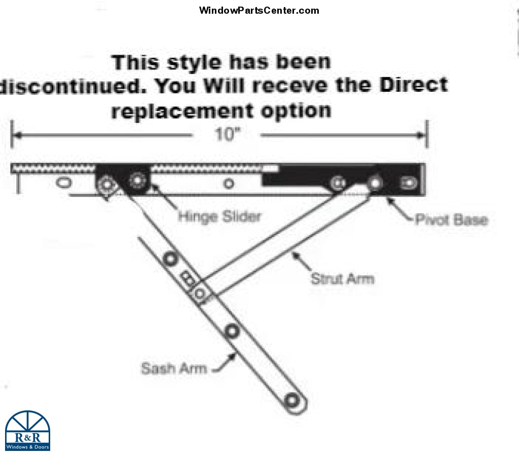 S1090 - Roto 10" HP200 Track and Arm Casement Hinge Assembly