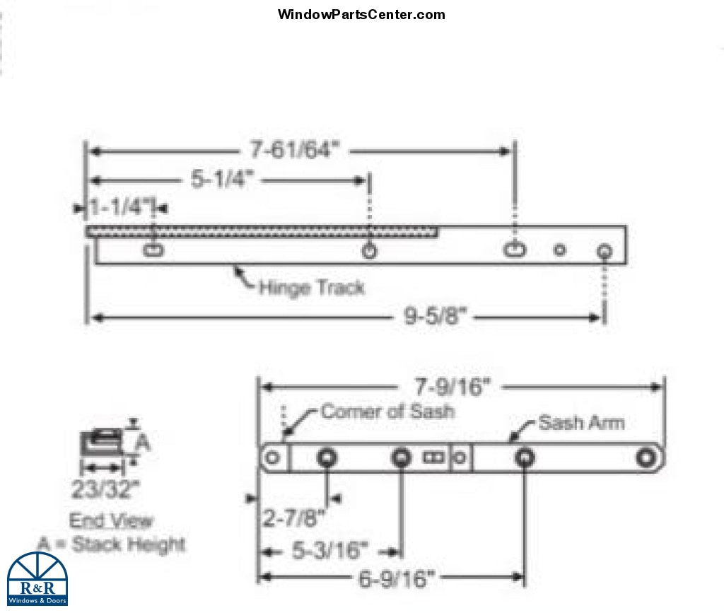 S1090 - Roto 10" HP200 Track and Arm Casement Hinge Assembly