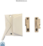 S1107 Amesbury Truth 16 Series Homegard Casement Window Sash Lock in the color White with two keepers for left and right hand casement window application