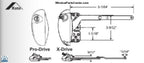 S1110 Roto X Drive 0P06 and Pro Drive 0P05 Split Arm Dyad Casement Operator With Flat Base and Inverted Arm Post