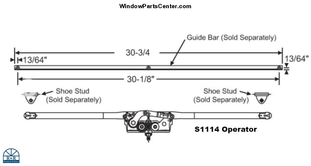 S1114 - Entrygard Awning 28.75 inch Sill Mounted Operator