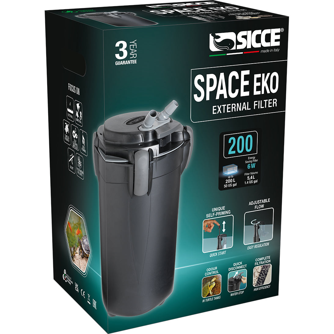 Sicce Space Eko+ Canister Filter for Aquariums & Turtle Tanks