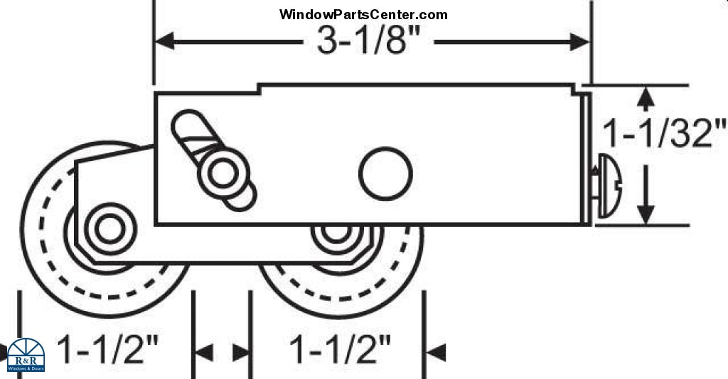 S3013 - Tandem Patio Door Rollers Top Hole Mounting