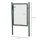 HOMCOM Green Steel Garden Gate with Lock and 3 Keys 97 x 150cm, Green