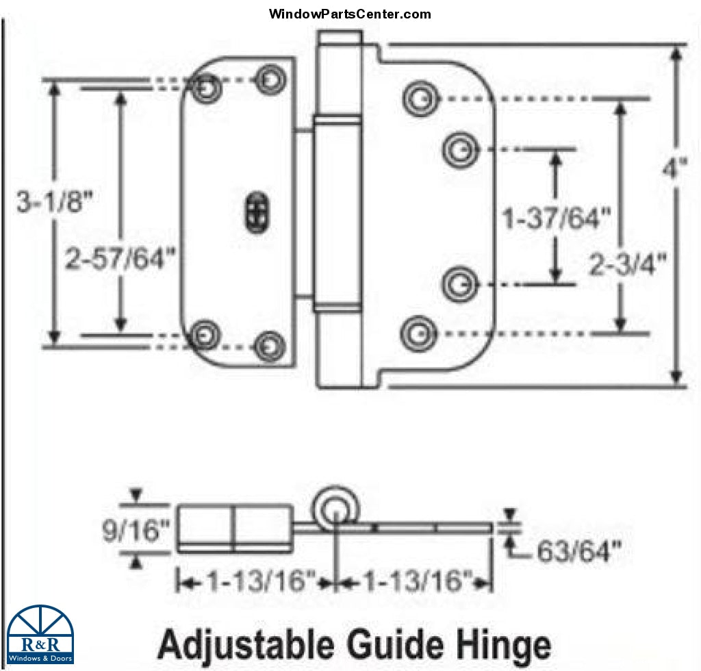S4004 - Horizontal Adjustable Guide Door Hinge