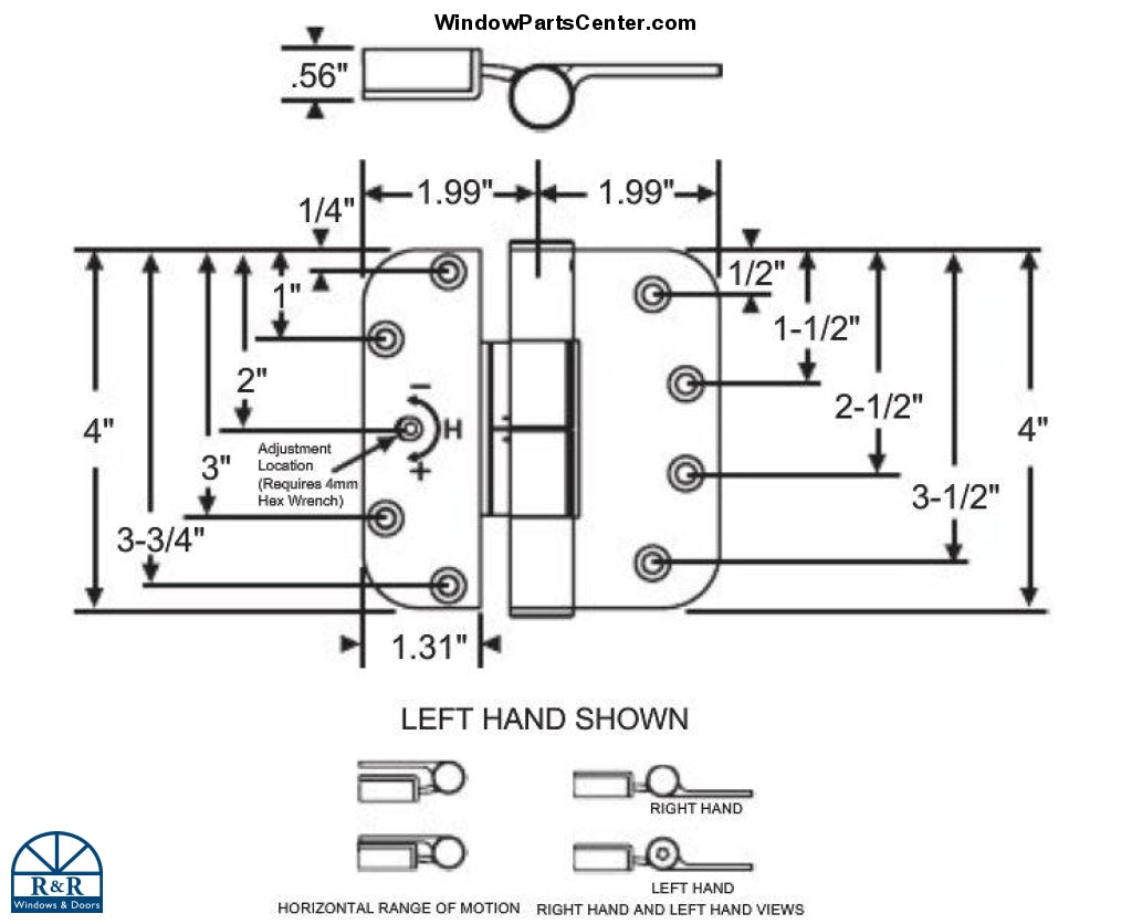 S4015 - Truths Sentry Adjustable Door Hinge - Guide Hinges