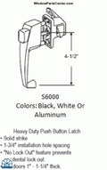 S6000  Heavy Duty Screen Door Handle Push Button Latch