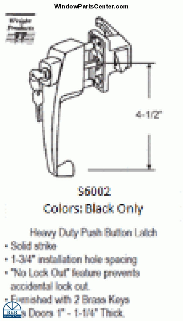 S6002  Screen Handle Heavy Duty Push Button Latch with Key
